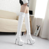 New Autumn and Winter Long Elastic Women's Boots High Heel Slimming High Leather Boots Thin Heel over the Knee Long Large Size 40-43