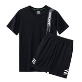 LUTAOTIE Summer Sports Suit Men's Quick-Drying Breathable Running Suit Men's Sportswear Casual Loose Short Sleeves Suit T-shirt Short