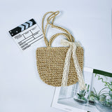 LUTAOTIE  Factory Direct Supply Thickened Lining Bow Straw Bag Woven Portable Beach Bag Japanese and Korean Style Fresh Straw Bag