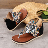 LUTAOTIE Cross-Border Foreign Trade plus Size Women's Sandals  Spring and Summer New Flip-Flops Printed Flat Beach Sandals Roman Shoes