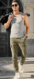 LUTAOTIE Summer  European and American New Cargo Pants Loose Casual Pants Skinny Pants Ankle-Tied Men's Trousers