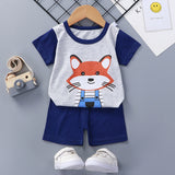 LUTAOTIE Summer Suit Children's Short-Sleeved Shorts Baby Girl Homewear Clothes Baby T-shirt Boys' Pajamas 0-1-2-3 Years Old