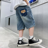 LUTAOTIE Boy's Denim Shorts Fifth Pants Casual Children Summer Wear Handsome Fried Street  New Sports Summer Trendy