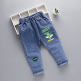 LUTAOTIE Spring and Autumn New Men's Children Denim Trousers Kart Pattern Printing Children's Denim Trousers Denim Trousers Crawler