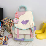 New Japanese Ins Large Capacity High School Student Bag Female Cute Sweet Contrast Color Primary and Secondary School Students Lightweight Backpack