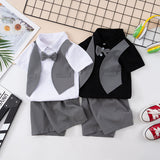 LUTAOTIE Boys Summer Suit Baby Boys' Summer Children's Short Sleeve Fake Three Handsome New