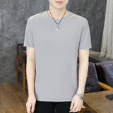 LUTAOTIE Summer Men's Short-Sleeved T-shirt Solid Color Fit Net Version round Neck Breathable Casual Men's Clothing Bottoming Shirt Top Delivery