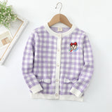 24 autumn and winter new Korean version of children's clothing jacket red plaid small fragrant wind girls sweater bear embroidered children's cardigan