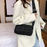 LUTAOTIE  New Ins Fashion Trend Internet Celebrity Solid Color Sponge Pillow Bag Nylon Shoulder Messenger Bag Space Cotton Bag