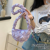 LUTAOTIE  New Pleated Cloud Bag Women's High-Grade Bright Face Bubble Bag Korean Style Minority Fashion Underarm Shoulder Bag