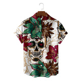 LUTAOTIE Cross-Entry E-Commerce Foreign Trade Hot Sale in  Popular Skull Pattern Printing Hawaii Beach Vacation Short Men's Shirt