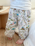 LUTAOTIE Children's Anti-Mosquito Pants Summer Thin Bamboo Cotton Gauze Girls' Anti-Mosquito Pants Boy Long Pants Baby Air Conditioning Pants