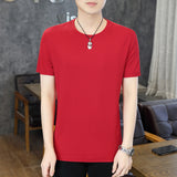 LUTAOTIE Summer Men's Short-Sleeved T-shirt Solid Color Fit Net Version round Neck Breathable Casual Men's Clothing Bottoming Shirt Top Delivery