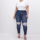 2024  plus Size Stretch Women's Jeans  European and American Large Size Belly Contraction Butt-Lift Underwear