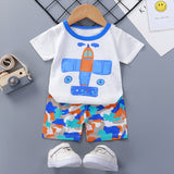 LUTAOTIE Summer Suit Children's Short-Sleeved Shorts Baby Girl Homewear Clothes Baby T-shirt Boys' Pajamas 0-1-2-3 Years Old