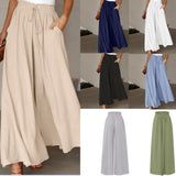 LUTAOTIE  HOT and NEW Cross Border Summer New Women's Wide-Leg Pants Elastic Waistband Wide Leg High Waist Long Culottes for Women in Stock