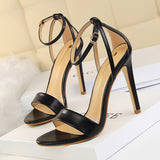 LUTAOTIE 267-3 European and American Fashion Sexy Nightclub Stiletto Heel Hollow-out Spliced Ankle-Strap Open Toe Hollow Women's Sandals