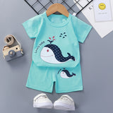 LUTAOTIE Summer Suit Children's Short-Sleeved Shorts Baby Girl Homewear Clothes Baby T-shirt Boys' Pajamas 0-1-2-3 Years Old