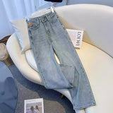 2024 Summer New Korean Style High Waist Denim Trousers for Women Bell-Bottom Pants Popular Korean Style Live Broadcast Hot Selling Stall Wholesale