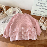 Girls Princess Lace Splicing Sweater 2024 Autumn and Winter New Thickened Warm Knitted Sweater Children's Pullover