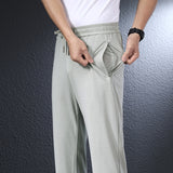 LUTAOTIE Summer New Light Business Casual Men's Trousers Mulberry Silk Baggy Straight Trousers Solid Color Fashion Men's Pants Ps0079