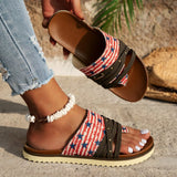 LUTAOTIE Cross-Border Foreign Trade plus Size Women's Sandals  Spring and Summer New Flip-Flops Printed Flat Beach Sandals Roman Shoes