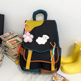 New Japanese Ins Large Capacity High School Student Bag Female Cute Sweet Contrast Color Primary and Secondary School Students Lightweight Backpack