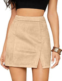 LUTAOTIE Cross Border Women's Suede Hip Skirt High Waist Zipper Autumn Winter Sexy A- line Solid Skirt