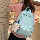 Autumn and Winter New Korean Style Solid Color Nylon Student Backpack Simple Fresh Men's and Women's Backpack