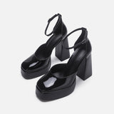 LUTAOTIE Mary Jane High Heels Women Chunky Heel Barbie Waterproof Platform Super High Heels Waterproof Platform Shoes Women Hollowed Sandals Women