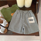 LUTAOTIE Korean Style Children's Clothing Boys' Striped Shorts Children's Summer Pants  New Summer Middle Pants Cropped Pants Thin Fashion