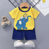 LUTAOTIE Summer Suit Children's Short-Sleeved Shorts Baby Girl Homewear Clothes Baby T-shirt Boys' Pajamas 0-1-2-3 Years Old