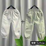 LUTAOTIE Boys' Thin Casual Pants  Summer New Pure Cotton Children's Anti-Mosquito Pants Children Quick-Dry Pants Fashionable Trousers