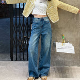 High-End Original Denim Pants Girls' Spring and Summer 2024 New Multi-Washing Craft Baggy Straight Trousers Wide-Leg Pants