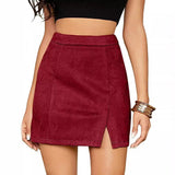 LUTAOTIE Cross Border Women's Suede Hip Skirt High Waist Zipper Autumn Winter Sexy A- line Solid Skirt