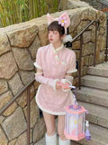 lutaotie Snow-Dusted Plum Blossom Warrior Fairycore Princesscore Dress with Gloves and Pants Bottoms Set