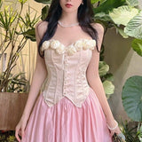 lutaotie Icing Rose Elf Corset Top and Skirt Bottoms Dress Set