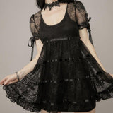 lutaotie Delicate Iron Garden Fence Dark Fairycore Dress