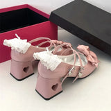 lutaotie Matters of the Heart Princesscore Cottagecore Fairycore Balletcore Coquette Gothic Kawaii Mary Janes Heels Shoes