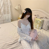 lutaotie Belinda's Tiny Flower Bouquet Cottagecore Princesscore Fairycore Coquette Kawaii Soft Girl Sleepwear Set