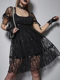 lutaotie Delicate Iron Garden Fence Dark Fairycore Dress