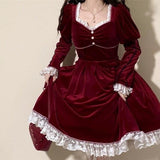 lutaotie Apple Red Kiss Fairycore Cottagecore Princesscore Dress