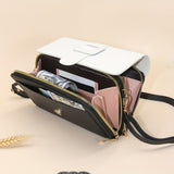 Fashion Double Zipper Clutch Wallet, Color Contrast Crossbody Bag, Women's Flap Mobile Phone Purse