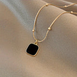 1pc Exquisite Minimalist Square Black Pendant Necklace - Chic Fashion Accessory with Alloy Material, No Mosaic, and No Plating - Perfect Party Gift for Girls and Women