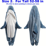 Cozy Shark Hoodie Blanket - Soft Flannel Wearable Sleeping Bag, Machine Washable, Contemporary Style