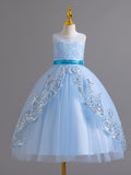 Gorgeous Sequin Trim Sleeveless Princess Dress Comfy Tutu Dress Kids Clothes For Party Performance