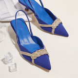 Elegant Slingback Kitten Heels: Solid Color, Lace-Up, Comfortable Low Stiletto, Pointed Toe - Perfect for Every Occasion