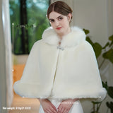 Luxurious Faux Fur Collar Shawl - Stylish, Elegant, Thick, Warm, Windproof, and Fuzzy - Perfect for Bridal, Wedding, and Outdoor Events