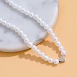 1pc Simple Love Decor Faux-Pearl Choker Necklace, Elegant Style Imitation Pearl Collar Necklace, Evening Jewelry