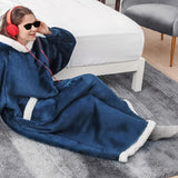 Cozy Sherpa Fleece Hooded Wearable Blanket - Soft, Warm, and Stylish for Couch or Bed